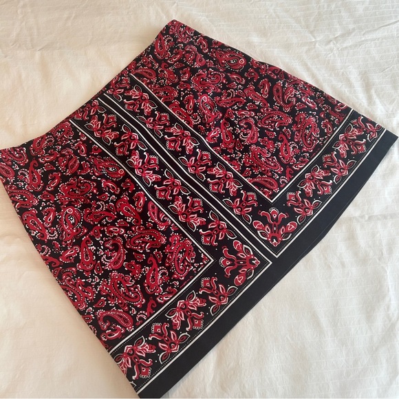 Talbots A-Line Skirt Bandana Print Navy Blue and Red Lined Plus size 18W Petite - Picture 9 of 15
